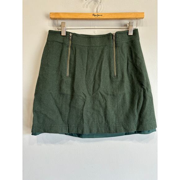 Madewell Uptown Mini Skirt Womens sz 2 Wool Blend Zippers Forest / Army Green - Picture 1 of 4